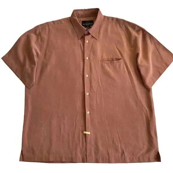 Weatherproof Men's Red Orange Soft Lightweight Short Sleeve Button Down Shirt XL - Picture 1 of 10